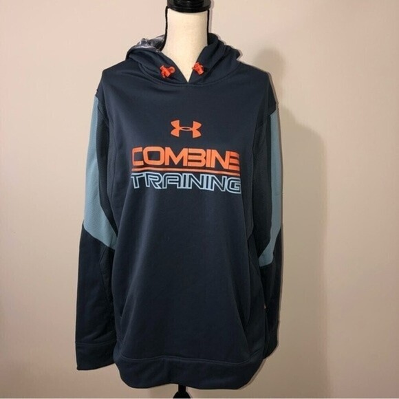 Mens Under Armour Combine Training Hoodie Blue 2XL Unisex - Picture 2 of 11